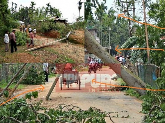 Massive storm damages Electrical connections across Northern Tripura : Public suffered for 2 days due to power cut, Emergency service halted in Dist. Hospital